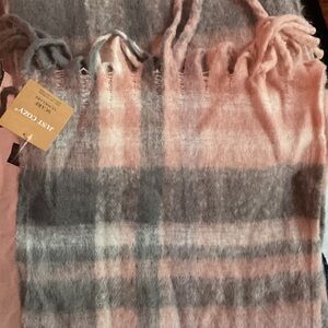 Just Cozy Pink and Gray Plaid Scarf